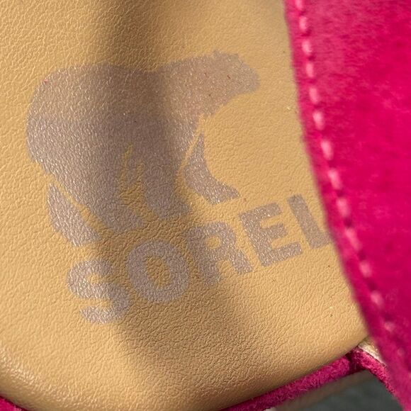 Sorel Women's Cameron Ankle-Strap Platform Sandals fuchsia white suede size 9 sh - Picture 6 of 10